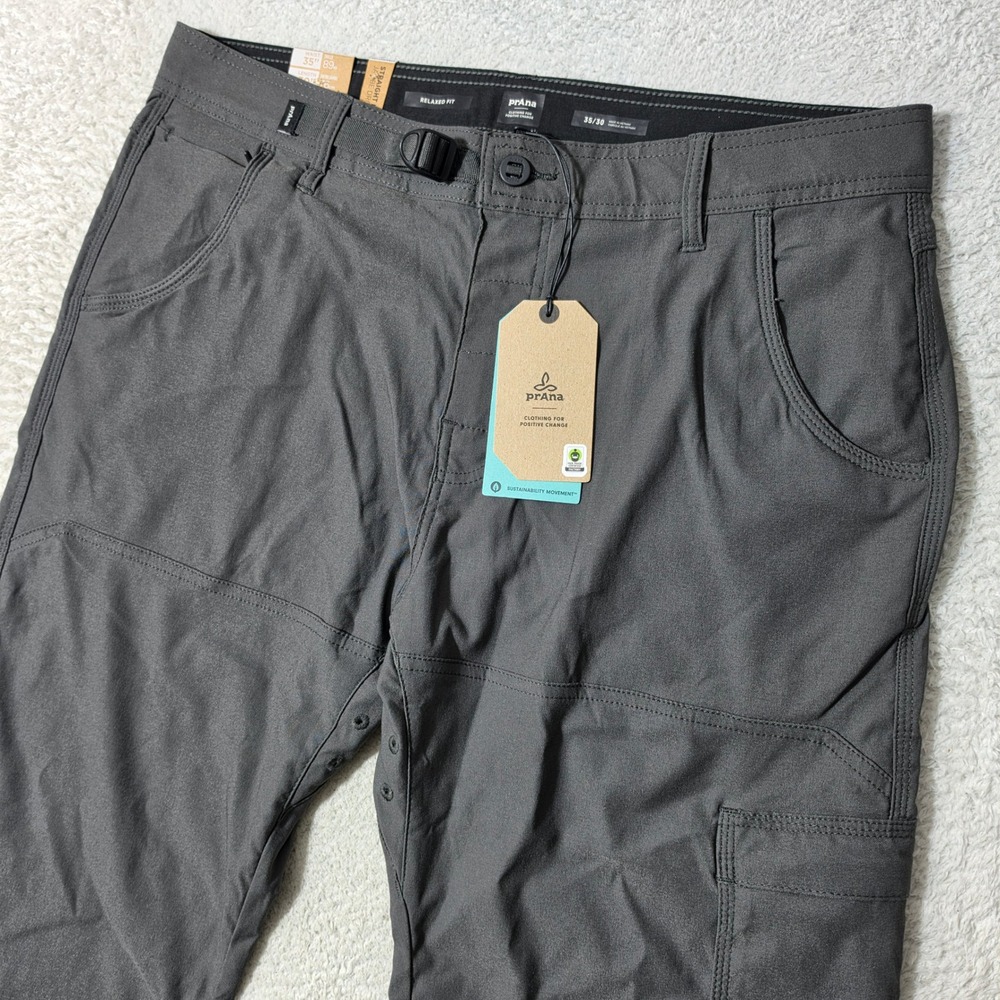 NEW! Prana Stretch Zion Pant II Men 35/30 Dark Iron Relaxed Fit Straight Stretch